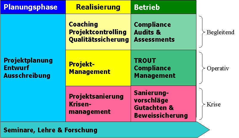 Die Tätigkeit in den Projektphasen ergibt sich aus der Kritikalitätsstufe Tätigkeiten in Projektphasen